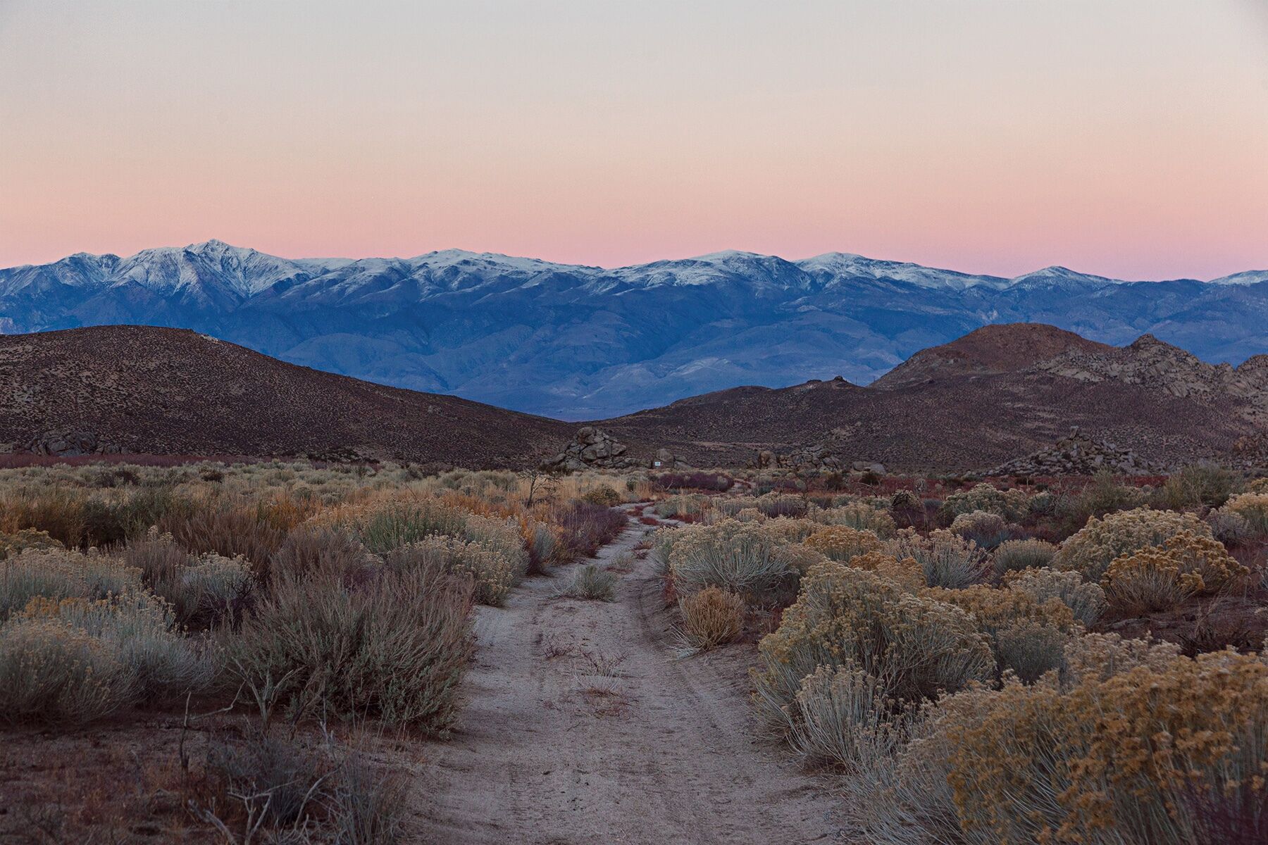 A sunset over the Sierras in the Buttermilks in California