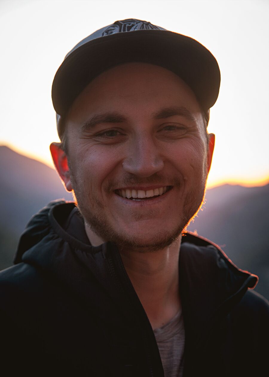 Vlad backlit by a sunset in Yosemite National Park, California