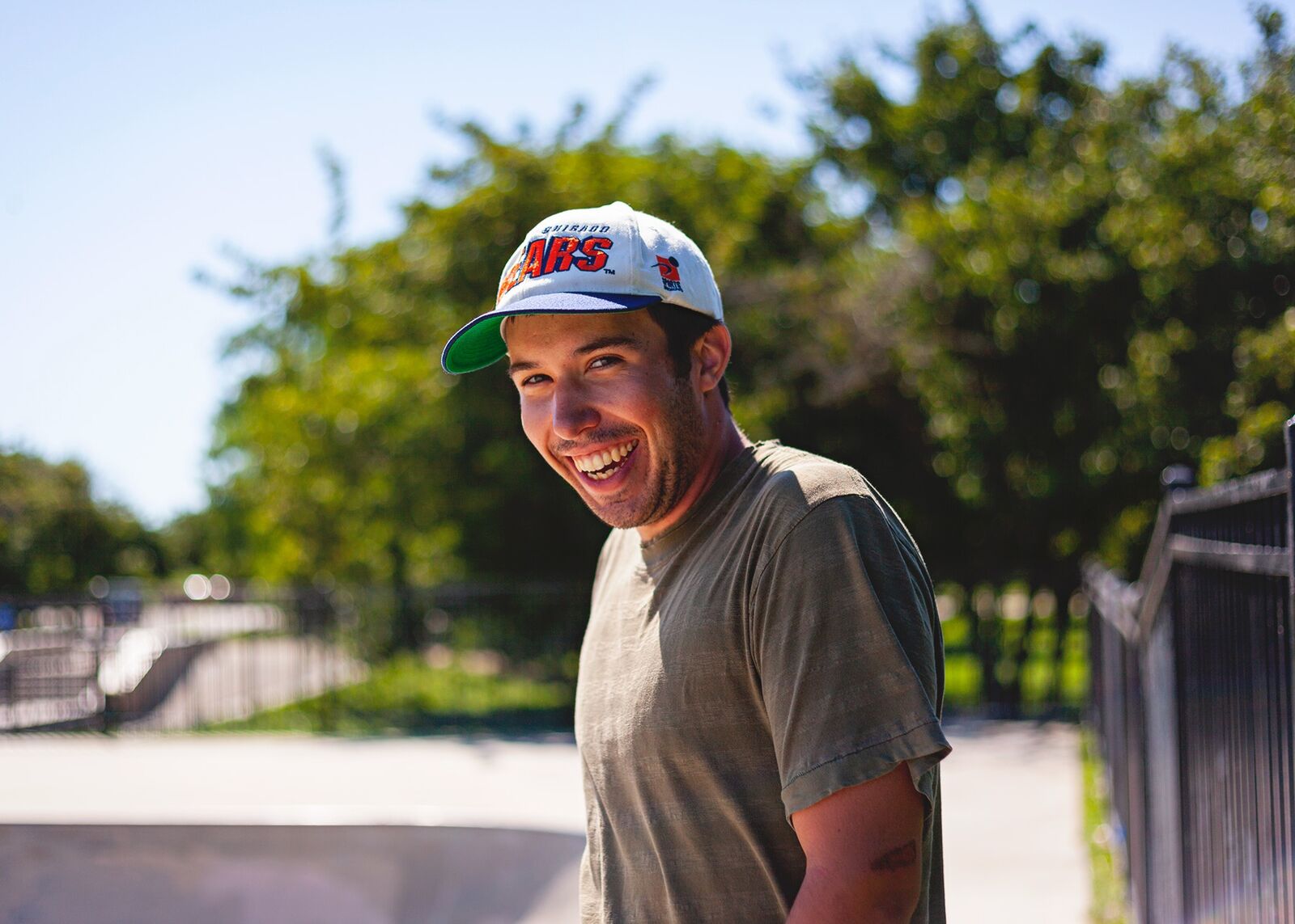 JD smiling for the camera at Wilson Skatepark in Chicago