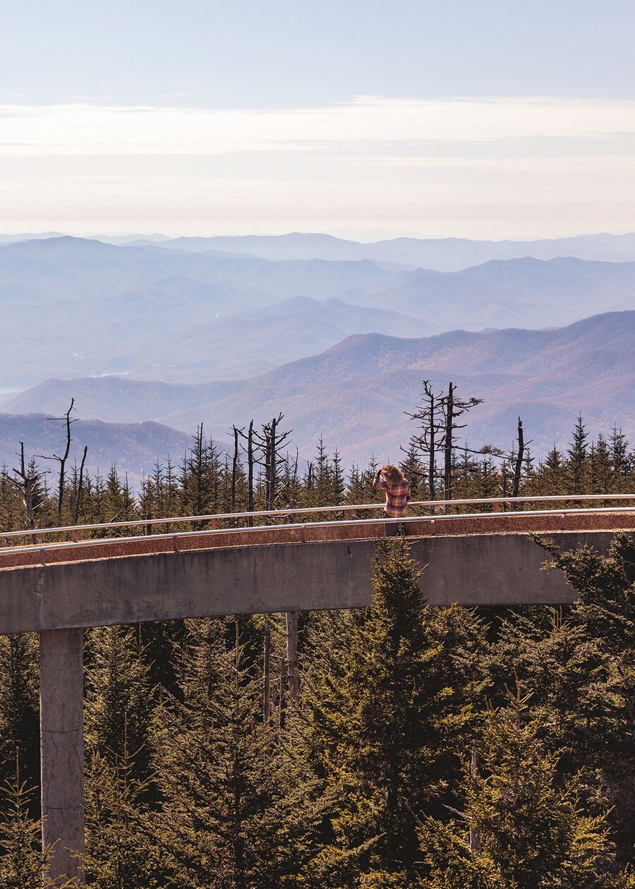 Lydia looking out form Cligmans Dome in Great Smoky Mountains National Park, Tennessee