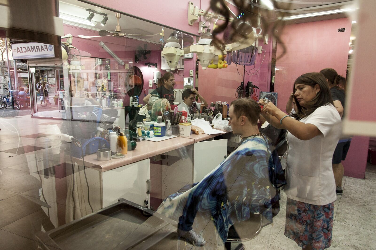 Vlad getting a haircut in Santiago, Chile